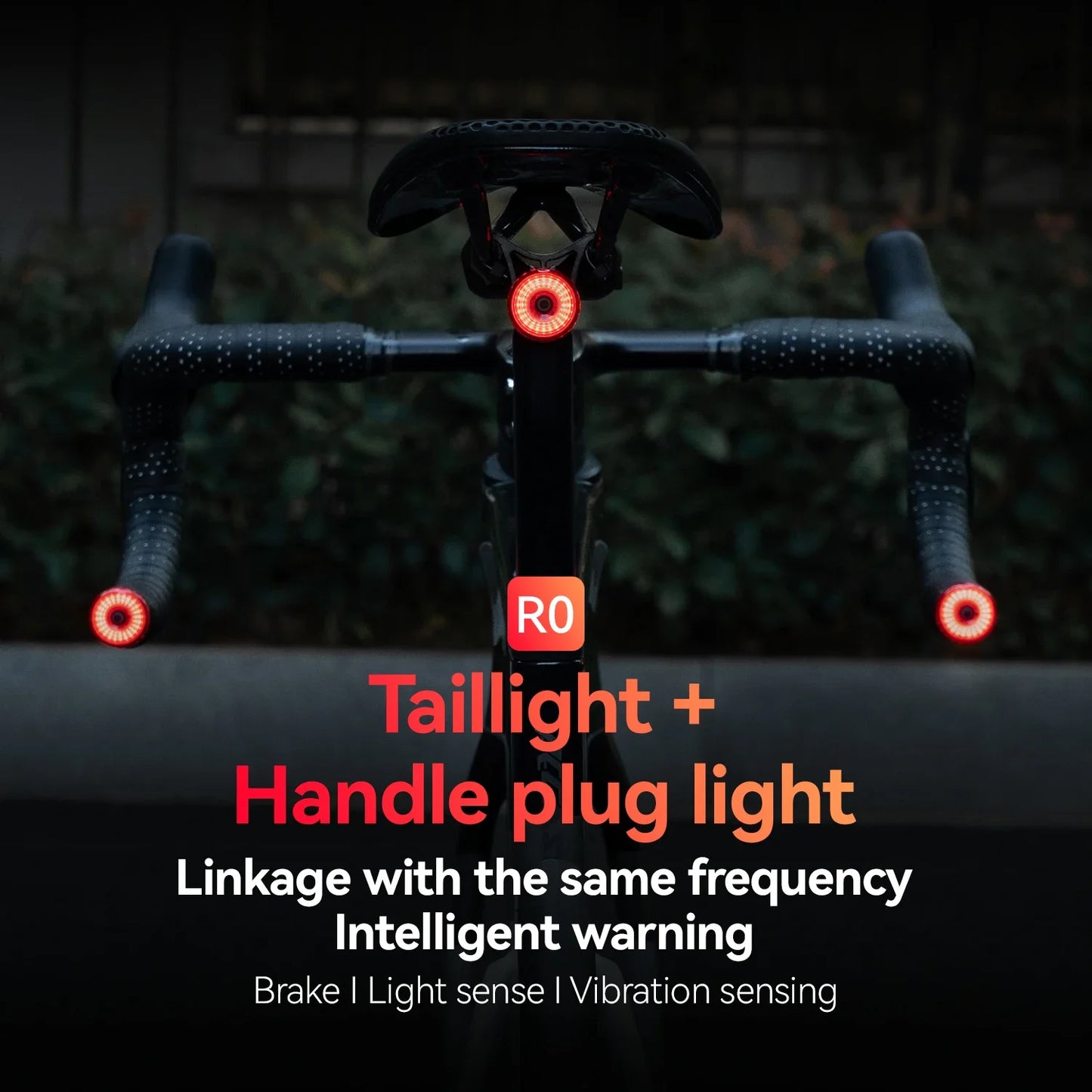ROCKBROS Bicycle Handlebar End Lights – IPX6 Waterproof Rear Bike Lamp with 5 Modes & Brake Sensor