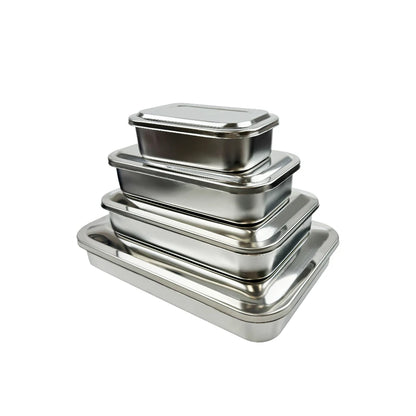 Stainless Steel Dental Instruments Tray with Lid – Surgical Sterilization & Disinfection Container