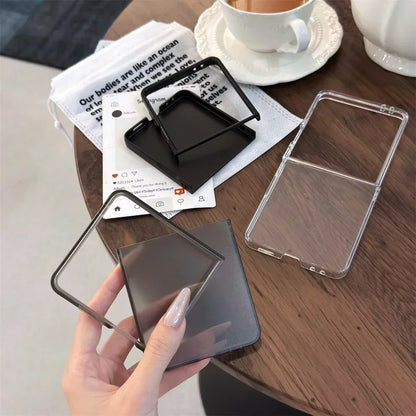 Transparent Sanding Phone Case – Shockproof Protective Shell for Samsung Galaxy Z Flip 3/4/5/6/7 5G