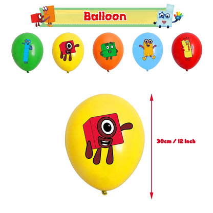 Number Birthday Building Blocks Party Decorations Set – Tablecloth, Banner, Balloons & Cake Topper for Kids & Baby Shower Supplies