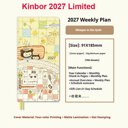 Kinbor Undated Weekly Planner - Illustrated Hardcover To-Do List Notebook