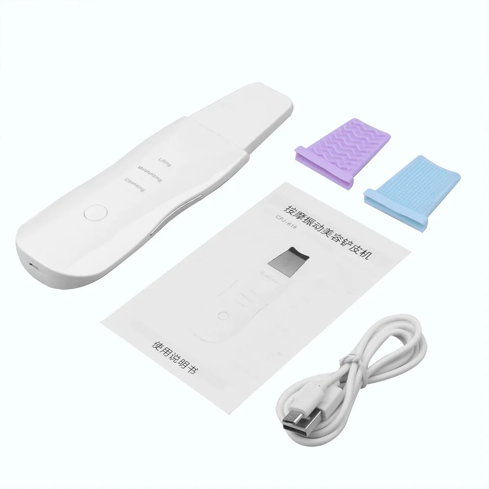 Deep Vibrating Skin Scrubber Facial Cleaner Spatula – Blackhead Remover & Pore Peeling Ultrasonic Facial Massager Tool