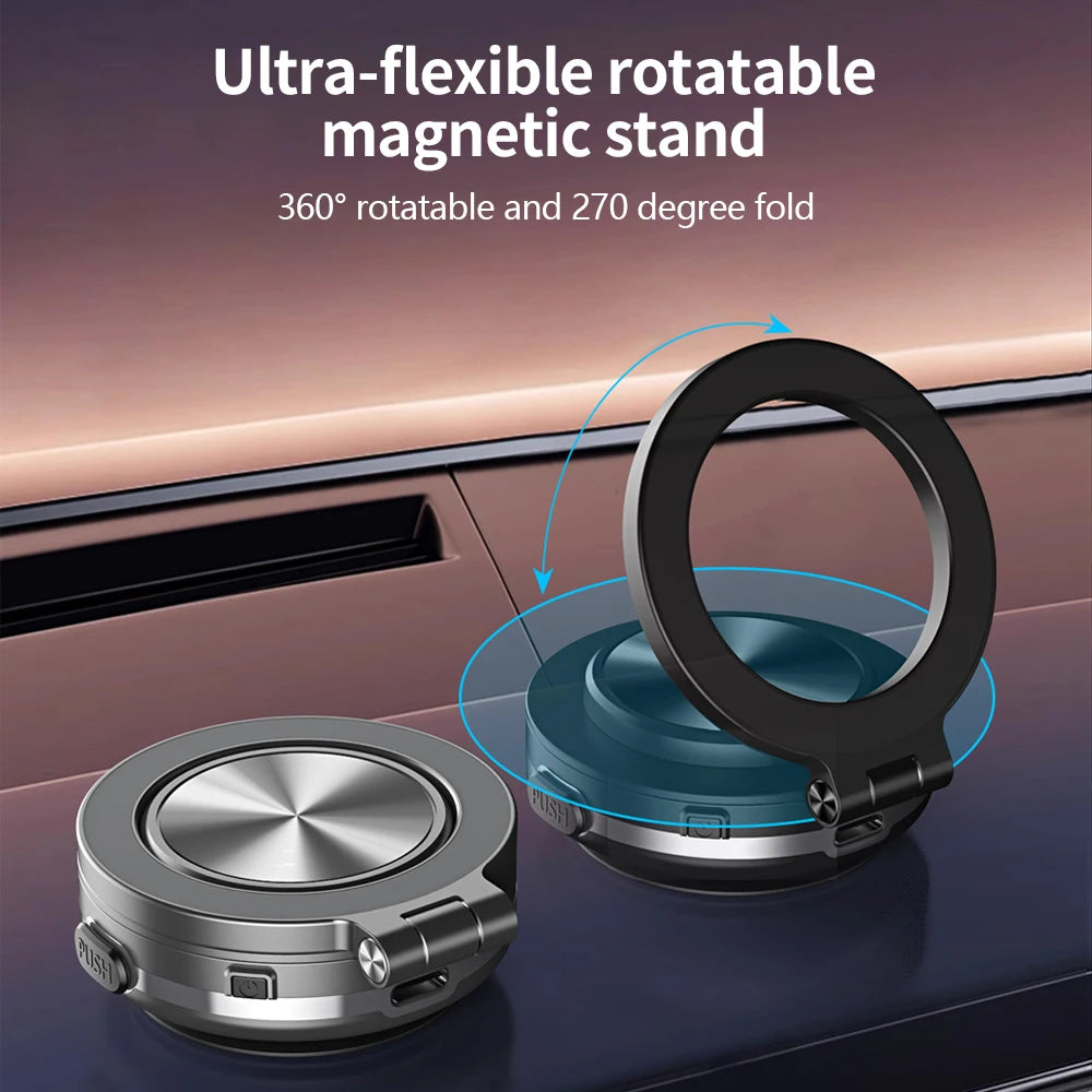 Car Phone Holder Magnetic Mount - 360° Rotating with Strong Vacuum Adsorption, Compatible with iPhone 12-16 Pro Max