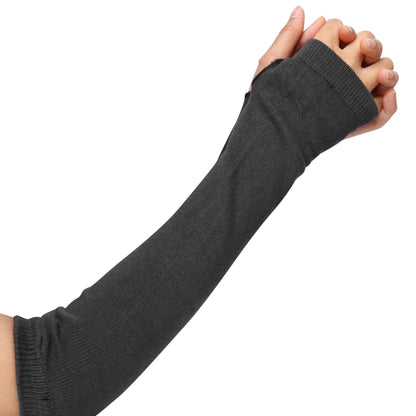 Punk Long Arm Fingerless Gloves – Adjustable Elastic Stripe Nylon Winter Arm Covers, Protective Cool Sleeves Mittens for Men & Women