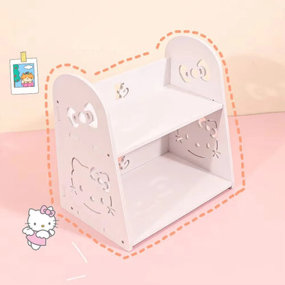 Hello Kitty 2-Tier Desktop Storage Shelf - Kawaii Desk Organizer & Makeup Stationery Display Rack