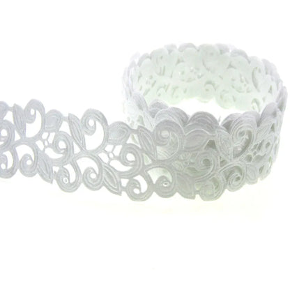 Polka Dot Lace Ribbon Roll - 20 Yards 1 Inch DIY Craft, Gift Wrapping & Scrapbooking Decoration Fabric