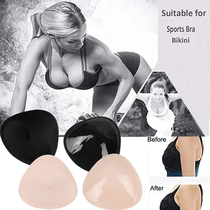 3D Thicken Chest Pads Bikini Set – Push-Up Padded Swimsuit with Silicone Bra Pads & Nipple Cover for Women