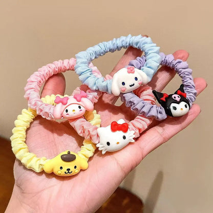 5-Piece Cartoon Hair Tie Set - Cute Elastic Hair Bands, Hair Loops & Headband Accessories for Girls