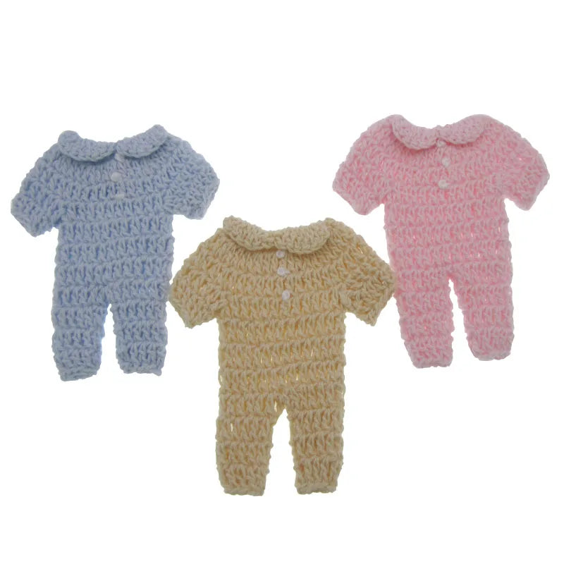 12-Piece Handmade Mini Crochet Baby Clothes – 7.6cm Favors & Decorations for Baby Shower, Baptism, Craft Party