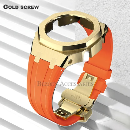 GEN4 Casioak GA2100 Mod Kit – Stainless Steel Case, Bezel, and Rubber Strap Replacement for G-SHOCK GA2100/GA2110