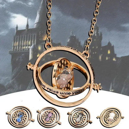 Harry Potter Time-Turner Hourglass Necklace - 360° Rotatable Cosplay Pendant and Unique Mother’s Day Gift