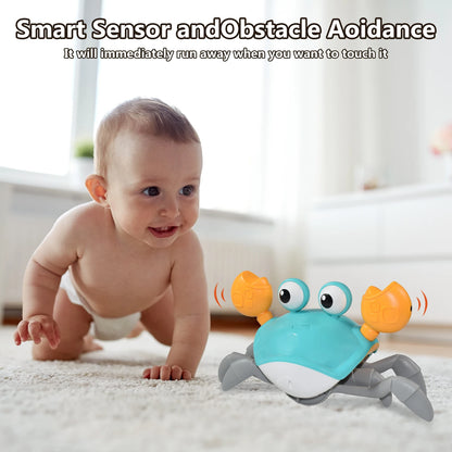 Kids Induction Crab & Octopus Crawling Toy – Electronic Musical Pets, Toddler Moving Toy that Avoids Obstacles, Party Gift