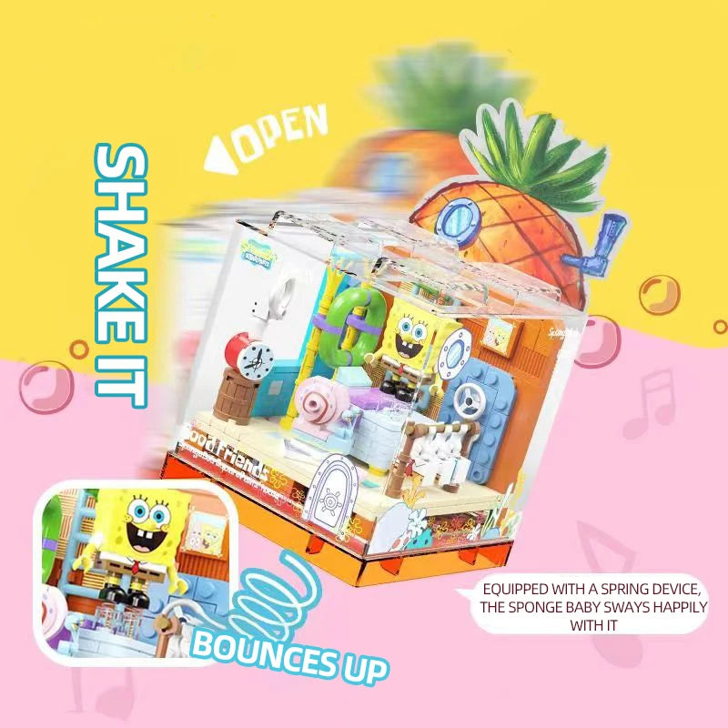 Spongebob Building Blocks Set — Patrick Star, Krusty Krab & Squidward Tentacles Desktop Model Toy for Kids & Gifts