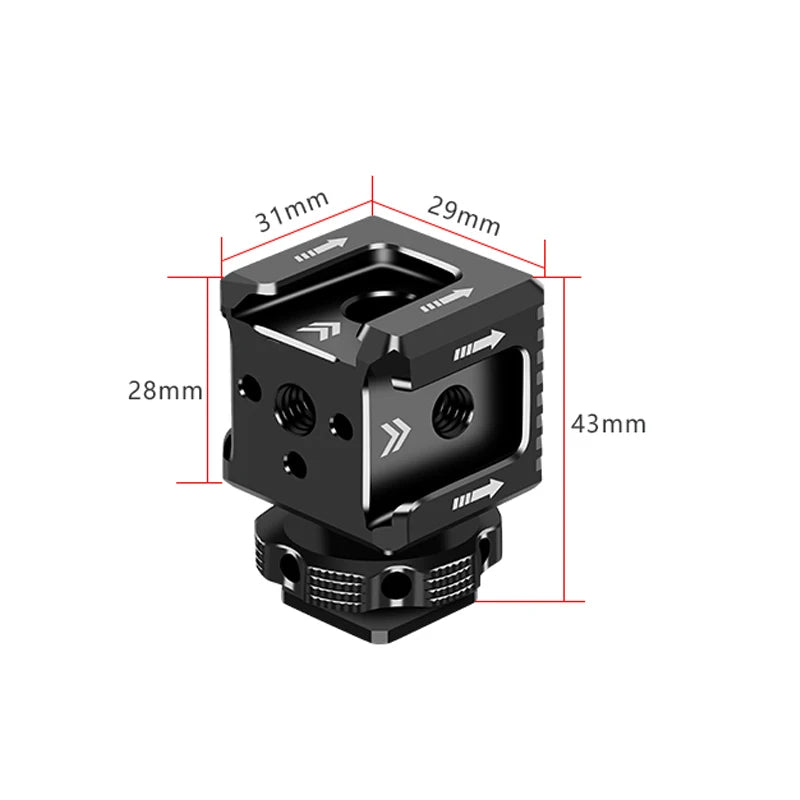 Cold Shoe Mount Adapter - 1/4" Thread Monitor, Microphone & Fill Light Bracket for DSLR Cameras & Camcorders