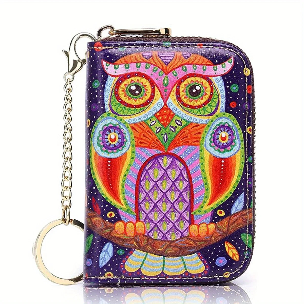 RFID Leather Card Holder Wallet with Zipper & Key Ring – Slim Credit Card Case & Coin Purse for Men and Women