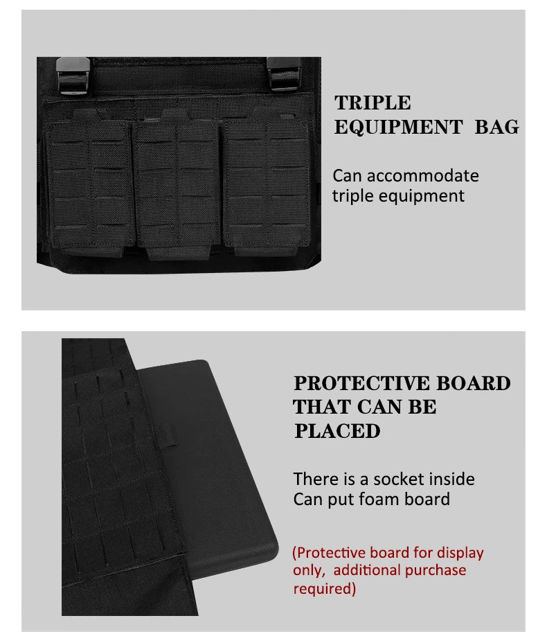 New 6094 Combat Vest – Quick Detachable Light Laser Cut Tactical Gear, Black Airsoft Carrier for Combat Equipment