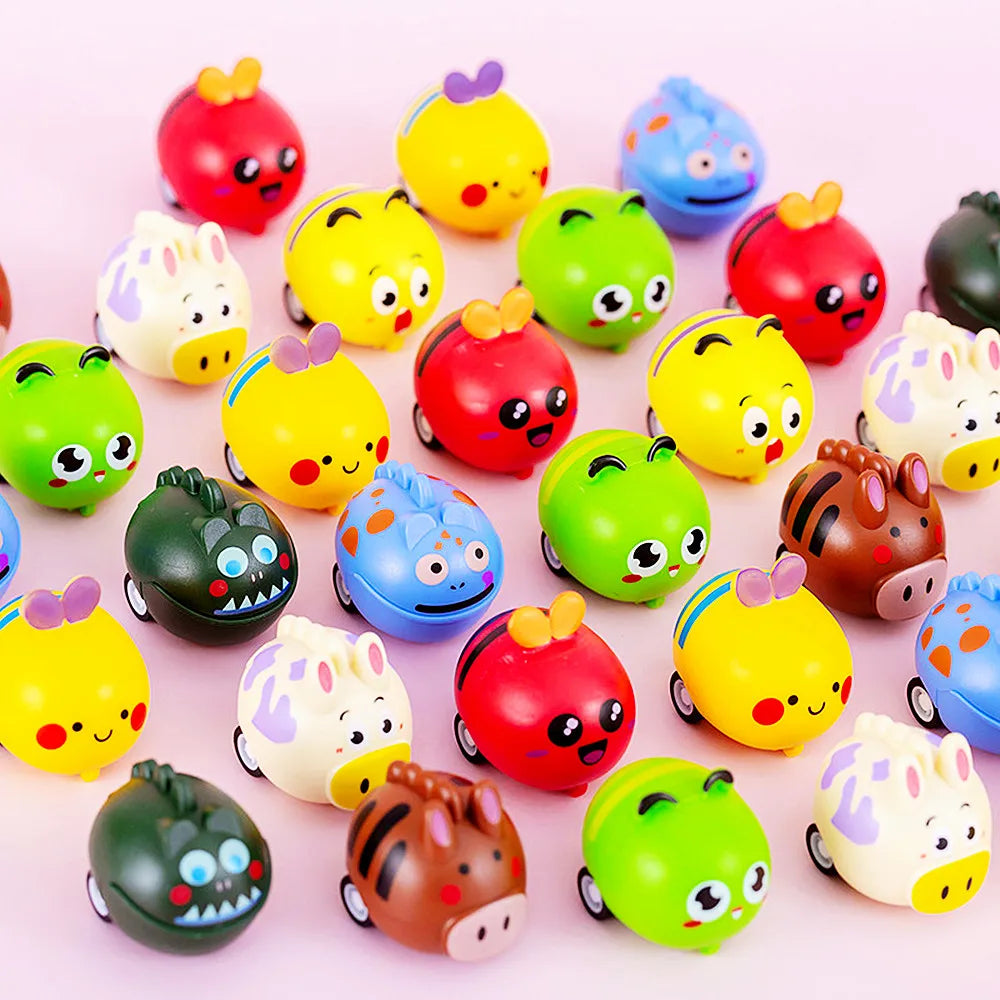 6pcs Cartoon Pet Pull-Back Car Toys – Kids Sports Toy Set, Birthday Party Favors & Pinata Gifts