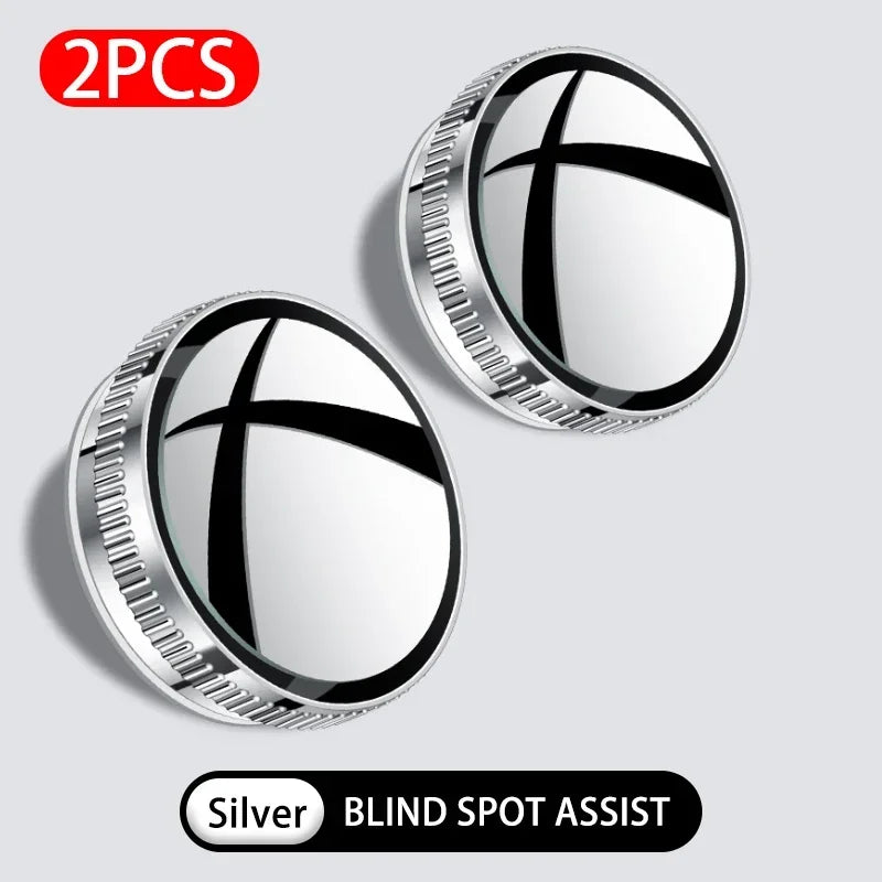 SEAMETAL 2PCS Wide-Angle Blind Spot Mirrors — 360° Adjustable HD Suction Cup Round Car Auxiliary Rearview Mirrors