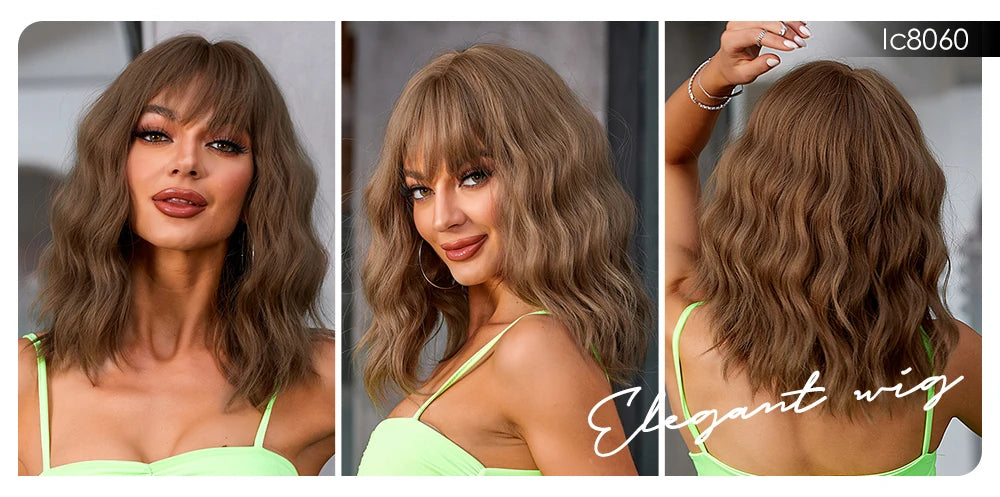 CharmSource Pink BOBO Short Synthetic Wig for Women — Natural Wave, High-Density, Heat-Resistant Hair for Daily & Party
