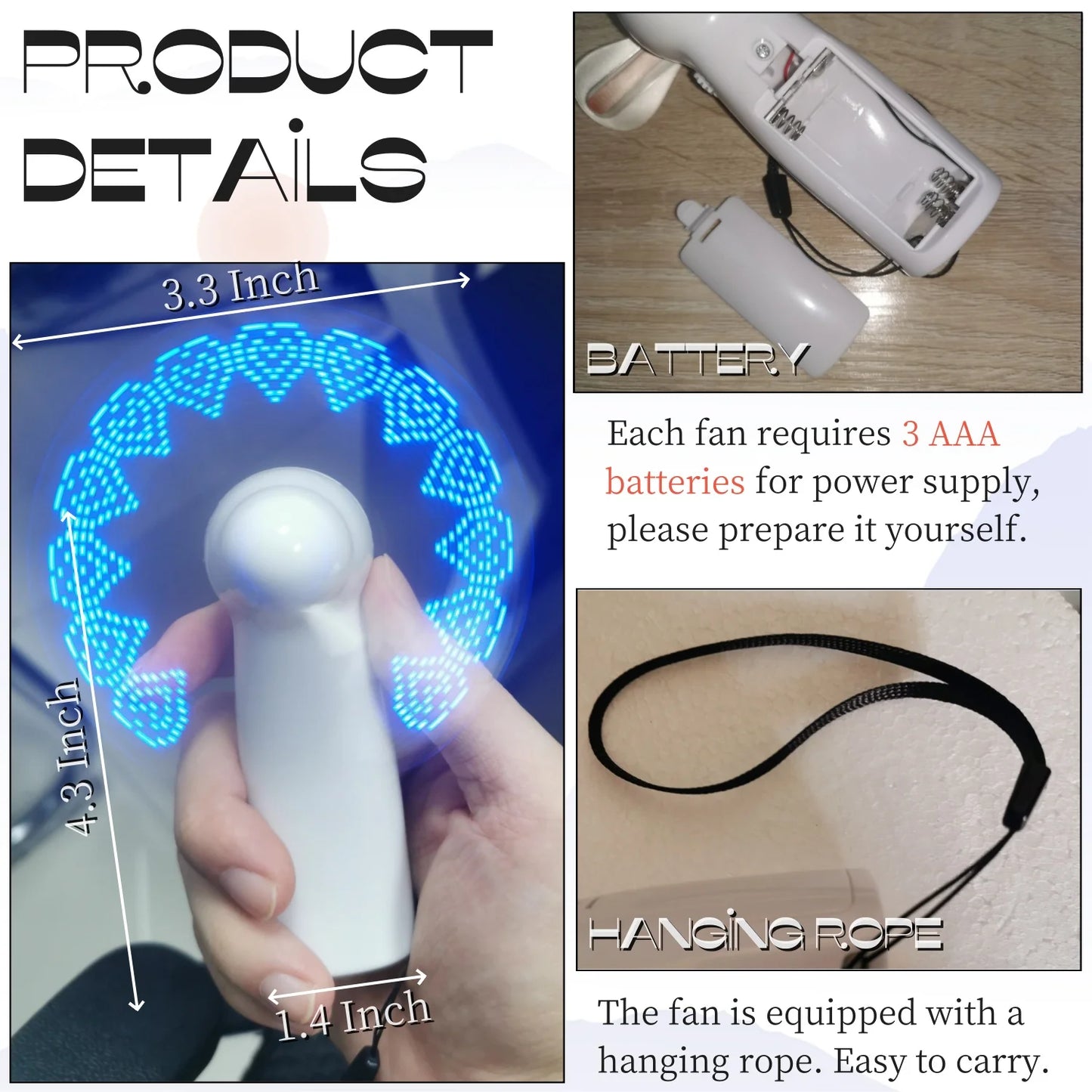 6-20 Pcs Customized LED Fans – Personalized Portable Light-Up Fans for Proposals, Outdoor, Birthday & Wedding Gift Favors
