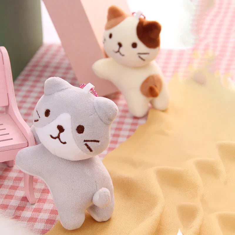 Six-Color Cute Cartoon Cat Plush Pendant - Tilt-Head Kitten Doll for Backpacks, Christmas, Halloween, and Gifts