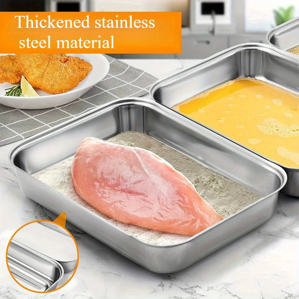 3-Piece Stainless Steel Food Container Set - Leakproof Stackable Meal Prep Boxes with Clear Lids