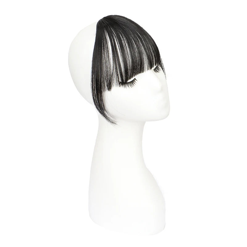 Synthetic Invisible Air Bangs Hair Extensions – Fake Front Fringe Hairpiece, Black & Brown Clip-In Bangs for Women