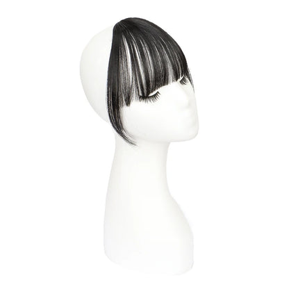 Synthetic Invisible Air Bangs Hair Extensions – Fake Front Fringe Hairpiece, Black & Brown Clip-In Bangs for Women