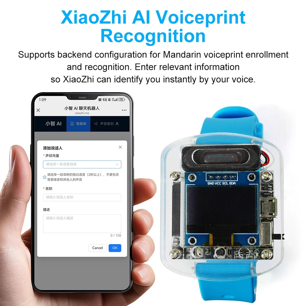 Xiaozhi AI Electronic Voice Watch Kit – ESP32-S3 N16R8 Development Board with OLED Screen for AI Robot
