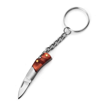 5cm Mini Folding Knife Keychain – Acrylic & Brass Portable Blade Pendant for Camping, Outdoor, and Everyday Carry