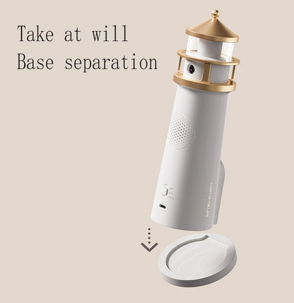 Moon Lamp Projection Night Light – Lighthouse Design with Bluetooth Music, Remote Control & Motion Sensor, Ambient Light for Xmas & Birthday Gift