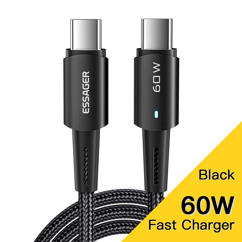 Essager USB-C Cable 100W PD QC 4.0 – Fast Charging Type-C Cable for MacBook Pro, Samsung, Xiaomi