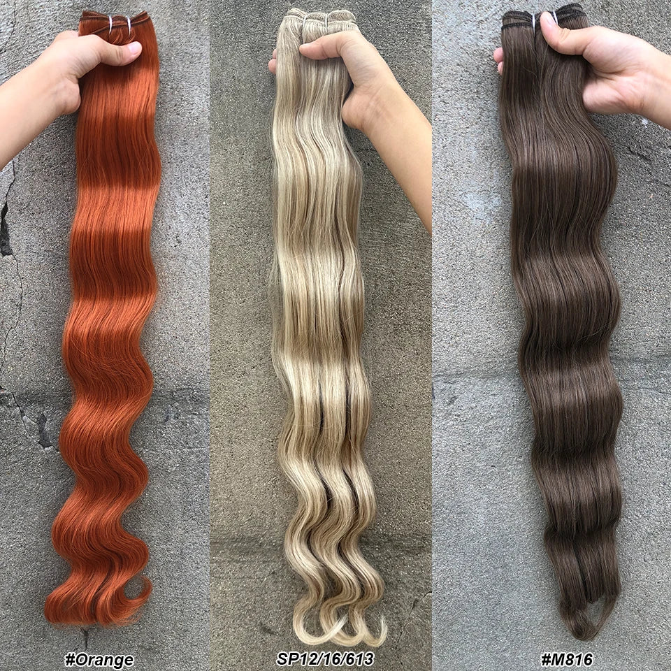 Highlight Gold Bio Body Wave Hair Weave Bundles – 26"/30" Synthetic High Temperature Soft, Natural Human-Like Fiber Hair Extensions