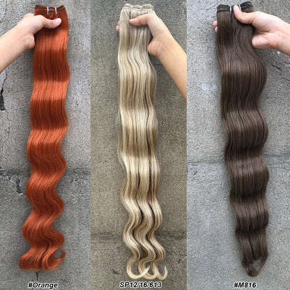 Highlight Gold Bio Body Wave Hair Weave Bundles – 26"/30" Synthetic High Temperature Soft, Natural Human-Like Fiber Hair Extensions