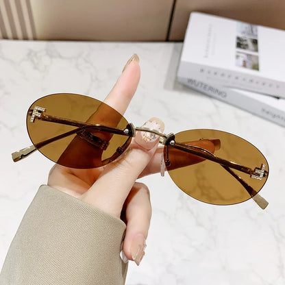 European & American Fashion Frameless Metal Sunglasses – Trendy Luxury UV Protection Eyewear