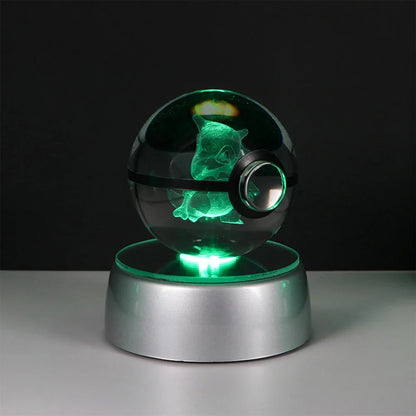 Pokemon Crystal Ball Night Light – Pikachu, Gengar, Eevee, Mewtwo & Lucario LED Pokeball, Kids Birthday Gift & Home Decor