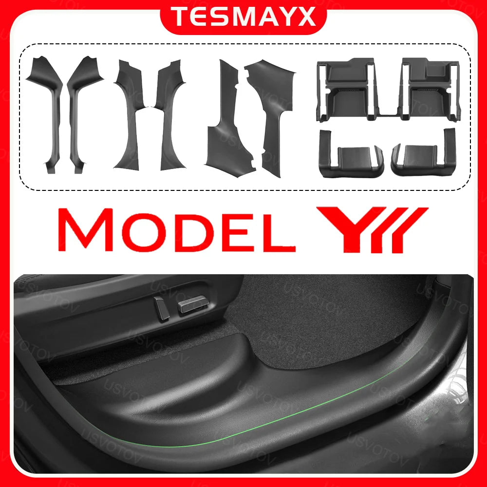 Tesla Model YL 2026 Door Sill Protectors – Anti-Kick Guards, Seat Rail Pads and Trunk Side Cover Mats