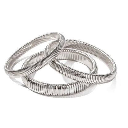 Stainless Steel Flex Snake Chain Cuff Bracelet – 18k Gold Plated Wide Bangle Fashion Jewelry for Women Gifts