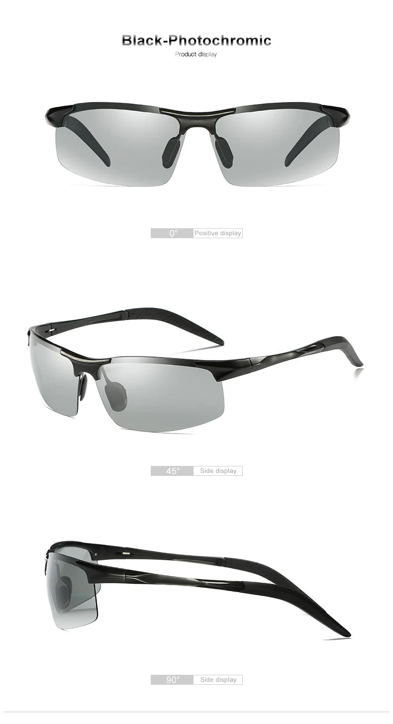 CLLOIO Aluminum Photochromic Sunglasses – Polarized Day & Night Chameleon Glasses for Men, Anti-Glare, UV Protection, Color Changing Sun Glasses