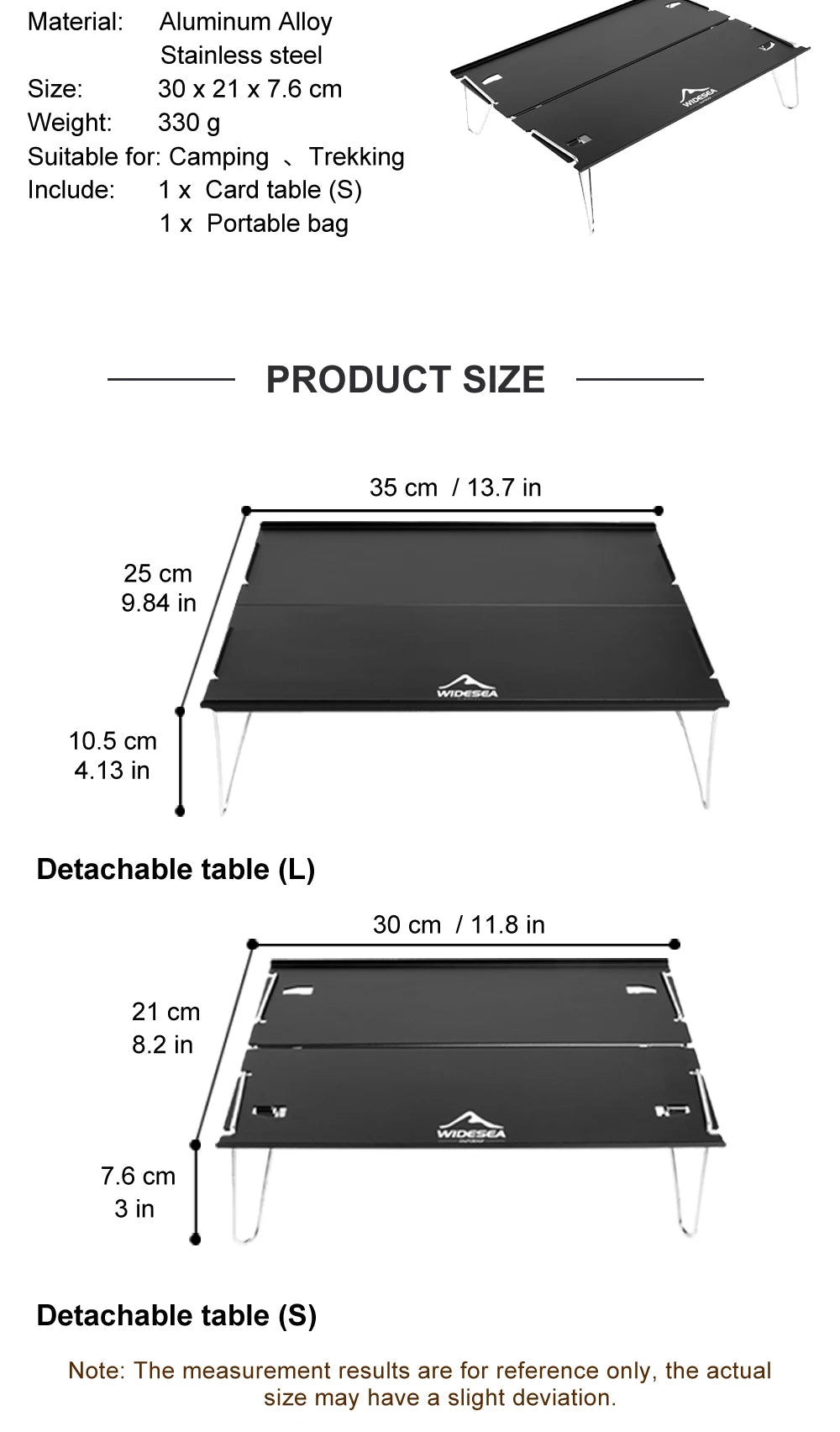 Widesea Camping Foldable Table – Ultra-Light Portable Outdoor Desk for Climbing, Fishing, Picnic & Tourism Supplies