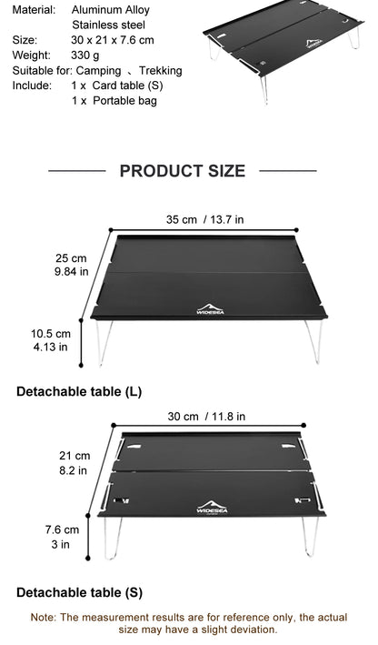 Widesea Camping Foldable Table – Ultra-Light Portable Outdoor Desk for Climbing, Fishing, Picnic & Tourism Supplies