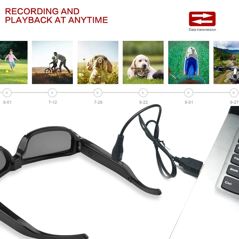Wearable HD 1080P Mini Glasses Camera – Portable Outdoor Security Sports DV DVR Video Recorder, Surveillance Camcorder for Driving