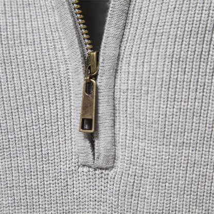 Men's Autumn Cotton Zipper Cardigan - High Collar Warm Knitted Casual Sweater Winter Top