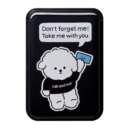 Cute Dog Cartoon Magnetic Phone Card Holder – Back Case Wallet for iPhone 15/14 with MagSafe Slot for ID & Bank Cards