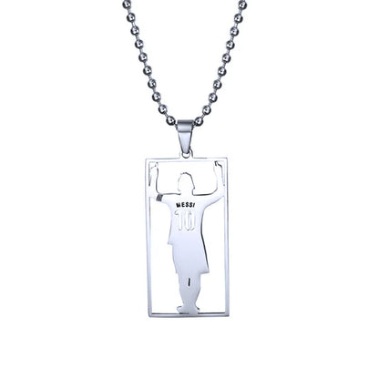 HNSP Stainless Steel Soccer Pendant Necklace – Cristiano Ronaldo & Lionel Messi CR7 Chain for Men