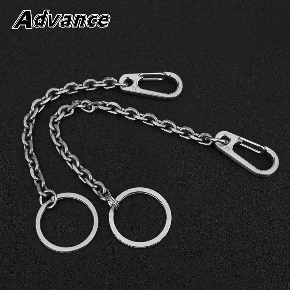Short Chain Titanium Key Belt Buckle – Titanium Alloy Waist Ring EDC Outdoor Tool