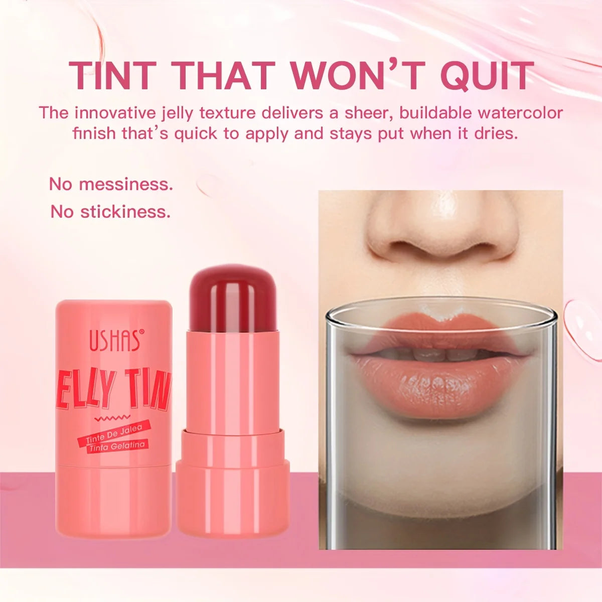 4 Color Jelly Blush Stick – 3-in-1 Multi-Use Matte Blush, Lip Balm & Eyeshadow, Moisturize & Brighten Lip Gloss