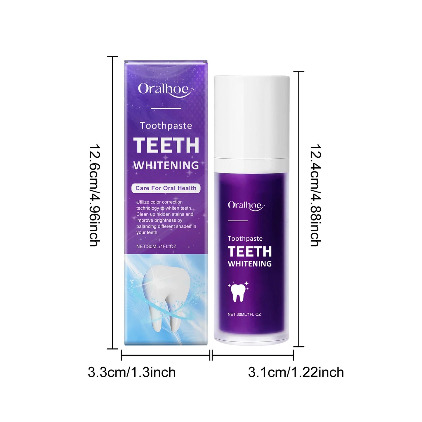 Purple Teeth Whitening Toothpaste – Deep Cleaning, Plaque & Stain Removal, Freshens Breath in 5 Days