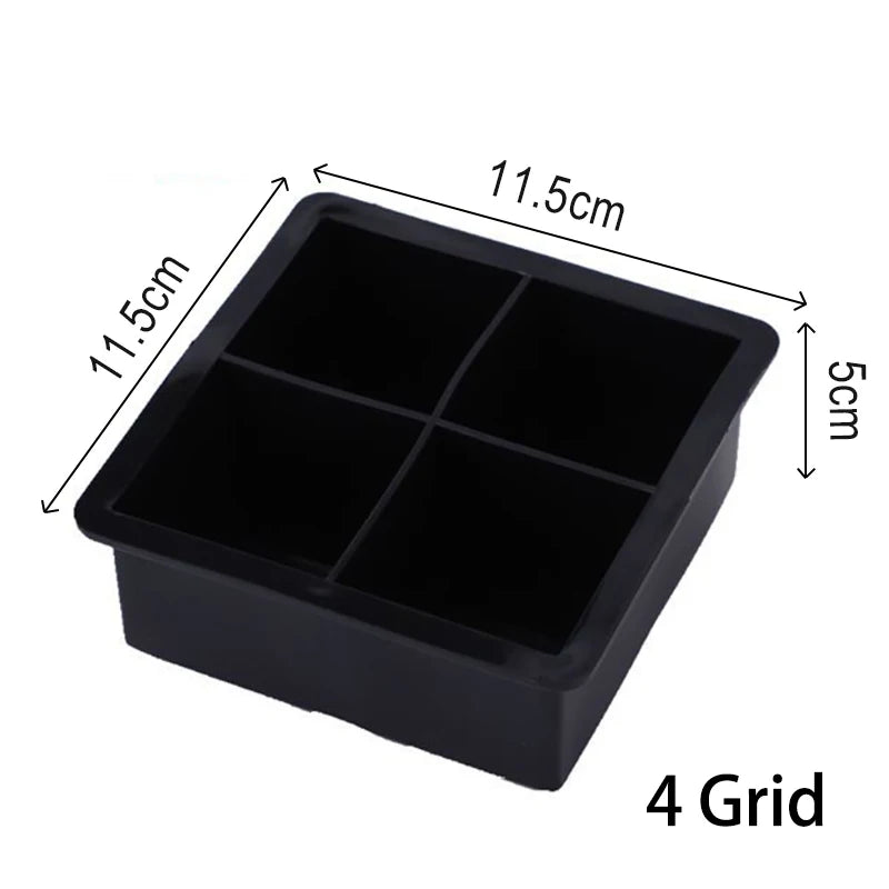 Large Silicone Ice Cube Tray — 4/6/8/15 Grid Mold for Bar, Pub, DIY Ice Blocks