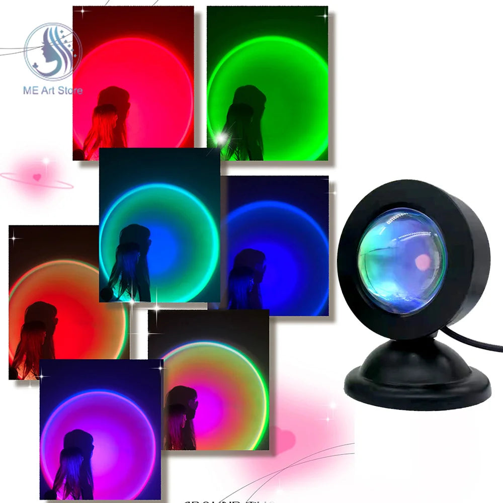 Vibrant Sunset Projection Light – 16-Color Spectrum, USB Remote Control, Dynamic LED Light for Warm Home Ambience